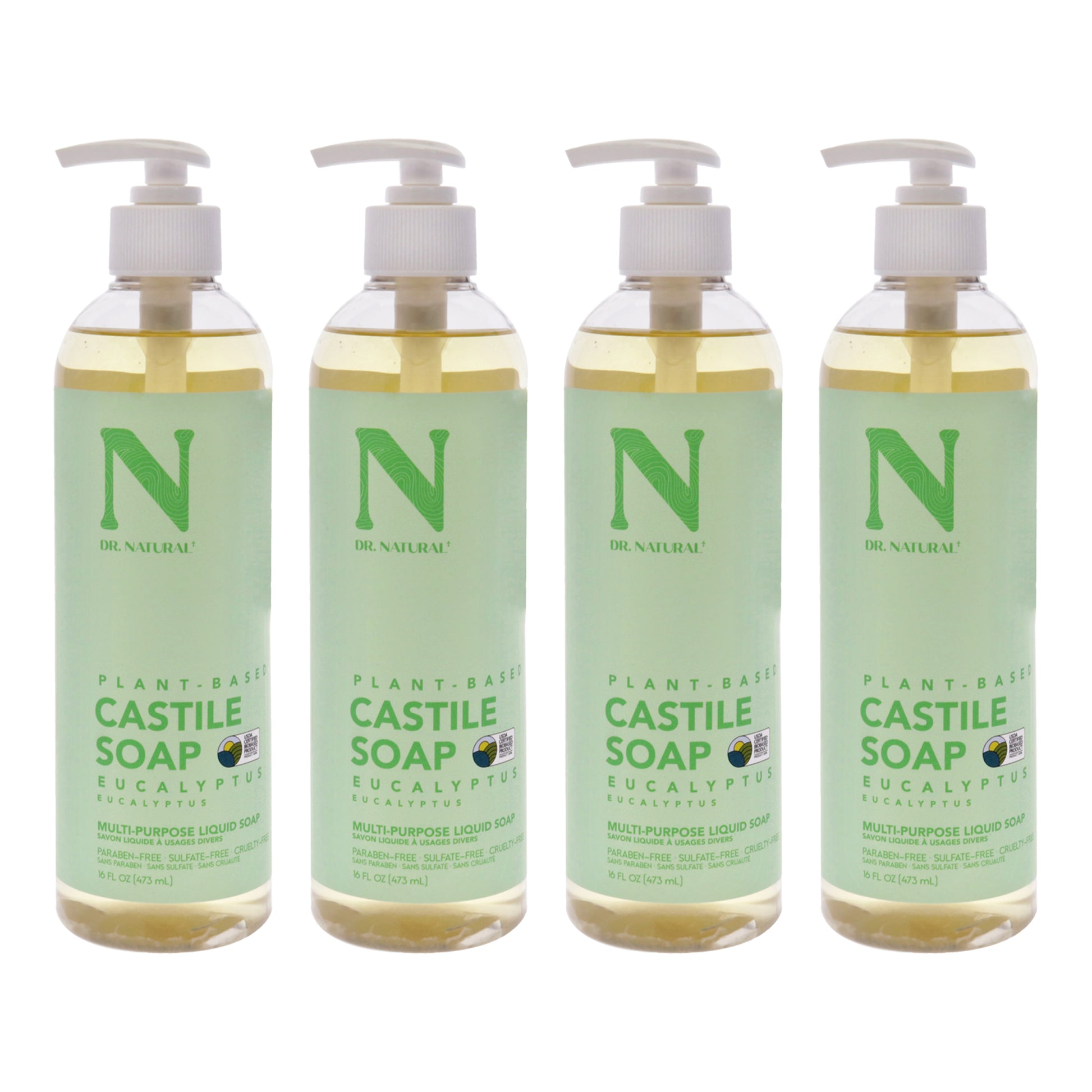 Castile Liquid Soap - Eucalyptus by Dr. Natural for Unisex - 16 oz Soap - Pack of 4