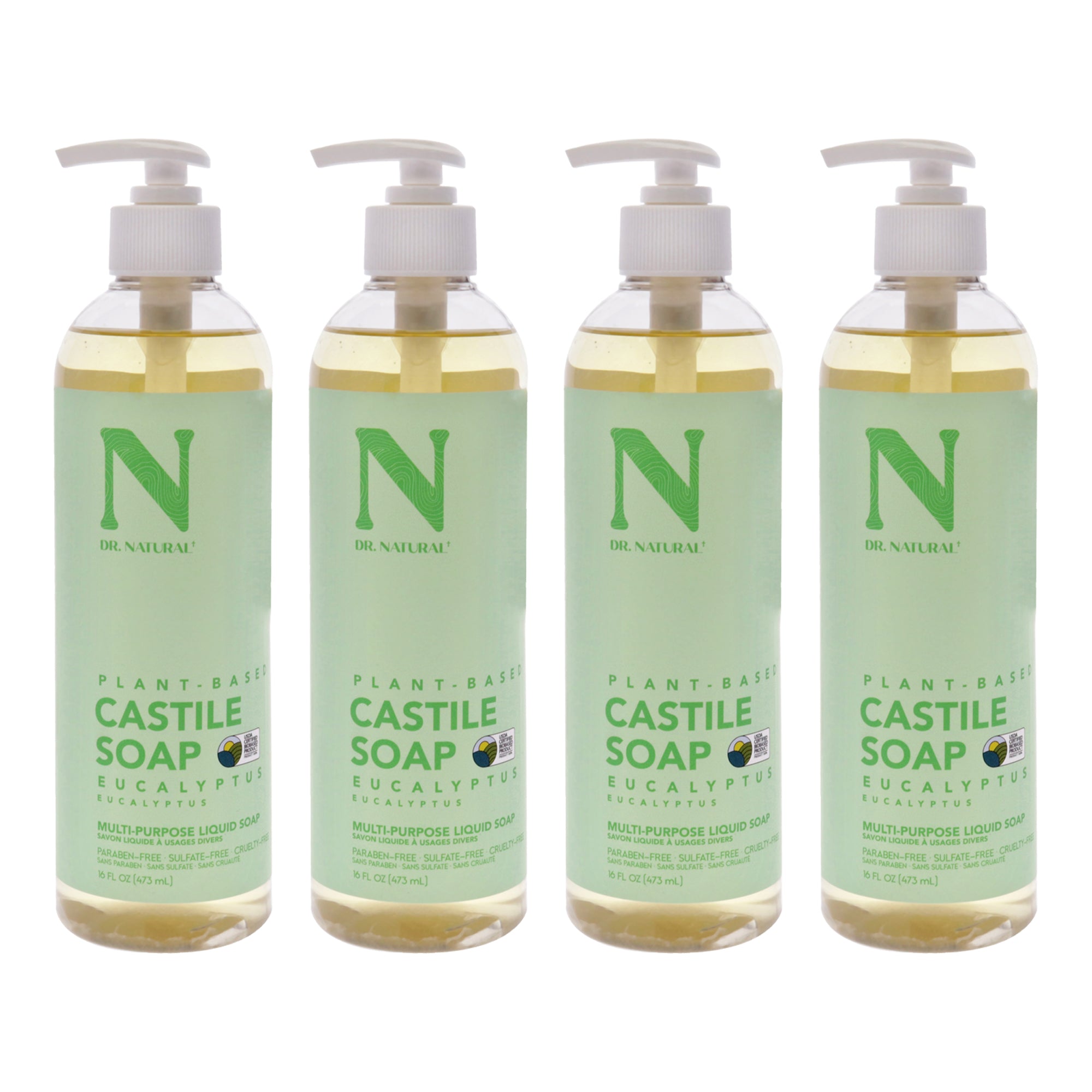 Castile Liquid Soap - Eucalyptus by Dr. Natural for Unisex - 16 oz Soap - Pack of 4