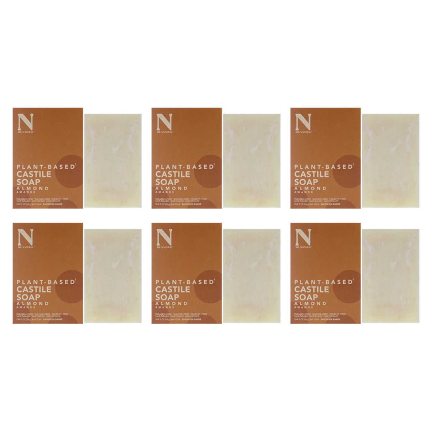 Castile Bar Soap - Almond by Dr. Natural for Unisex - 5 oz Soap - Pack of 6