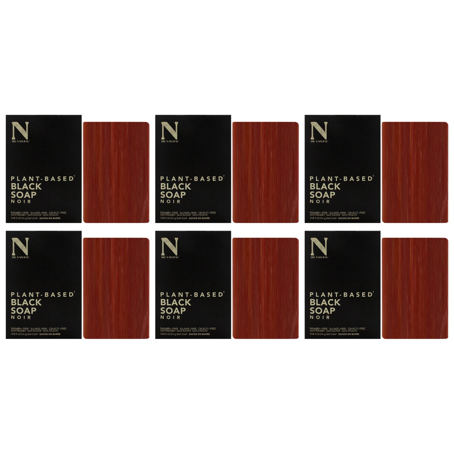 Bar Soap - Black by Dr. Natural for Unisex - 5 oz Soap - Pack of 6