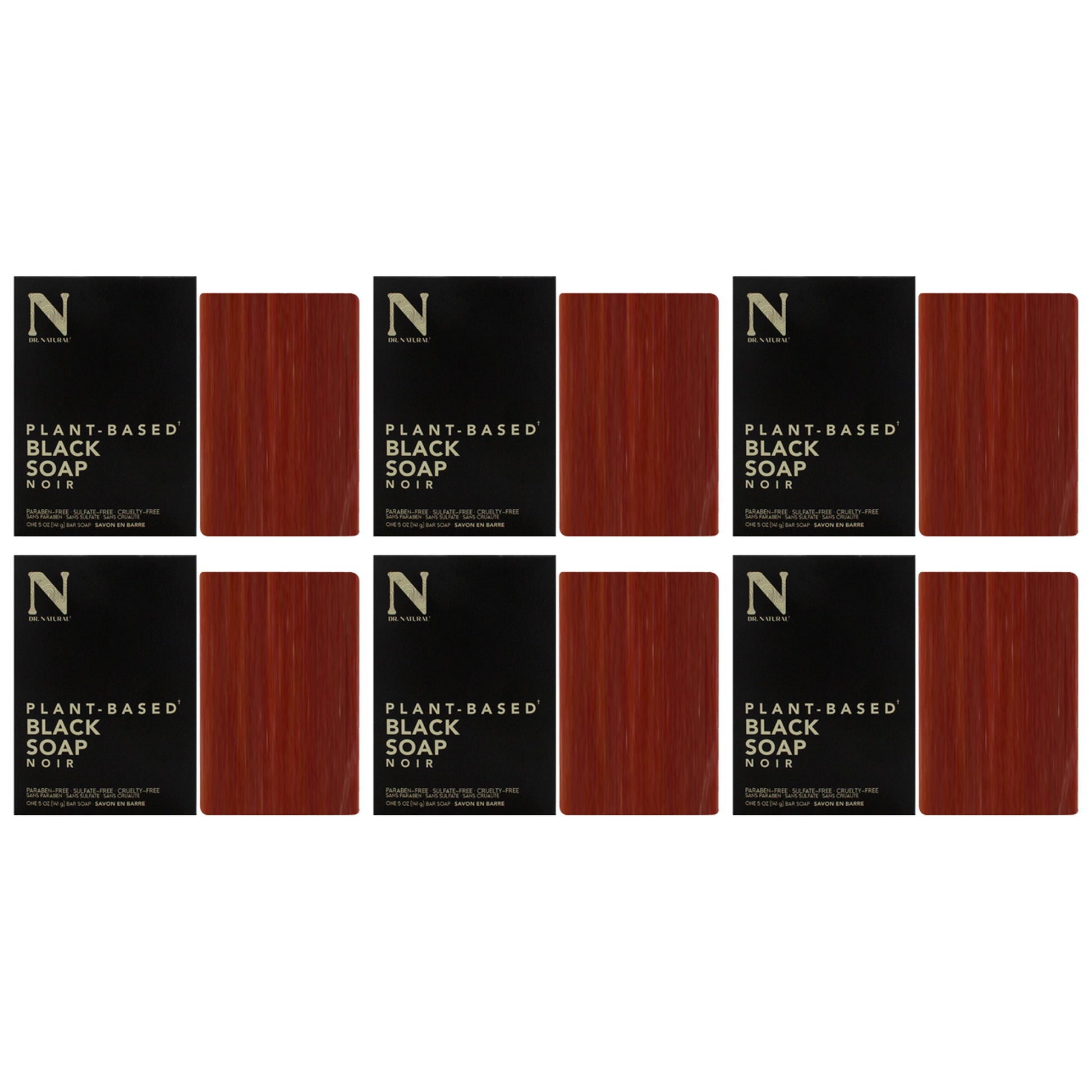 Bar Soap - Black by Dr. Natural for Unisex - 5 oz Soap - Pack of 6