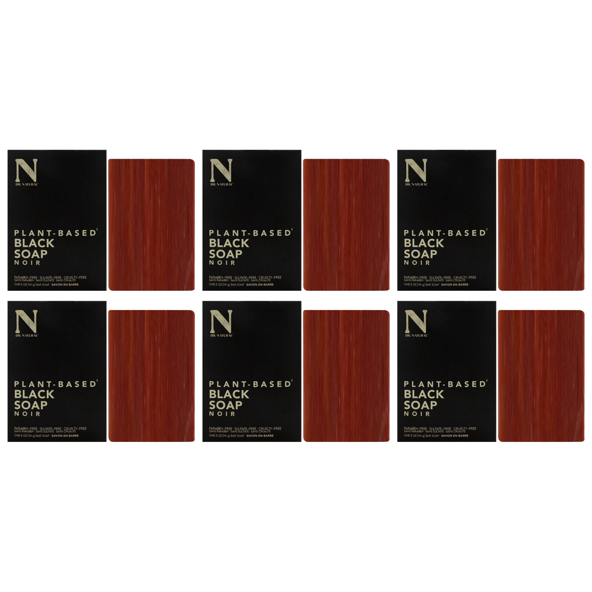 Bar Soap - Black by Dr. Natural for Unisex - 5 oz Soap - Pack of 6