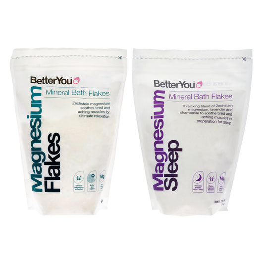 BY Flakes Bundle Kit by BetterYou for Unisex - 2 Pc Kit 35.2oz Magnesium Flakes Bath Salt, 35.2oz Magnesium Sleep Bath Salt