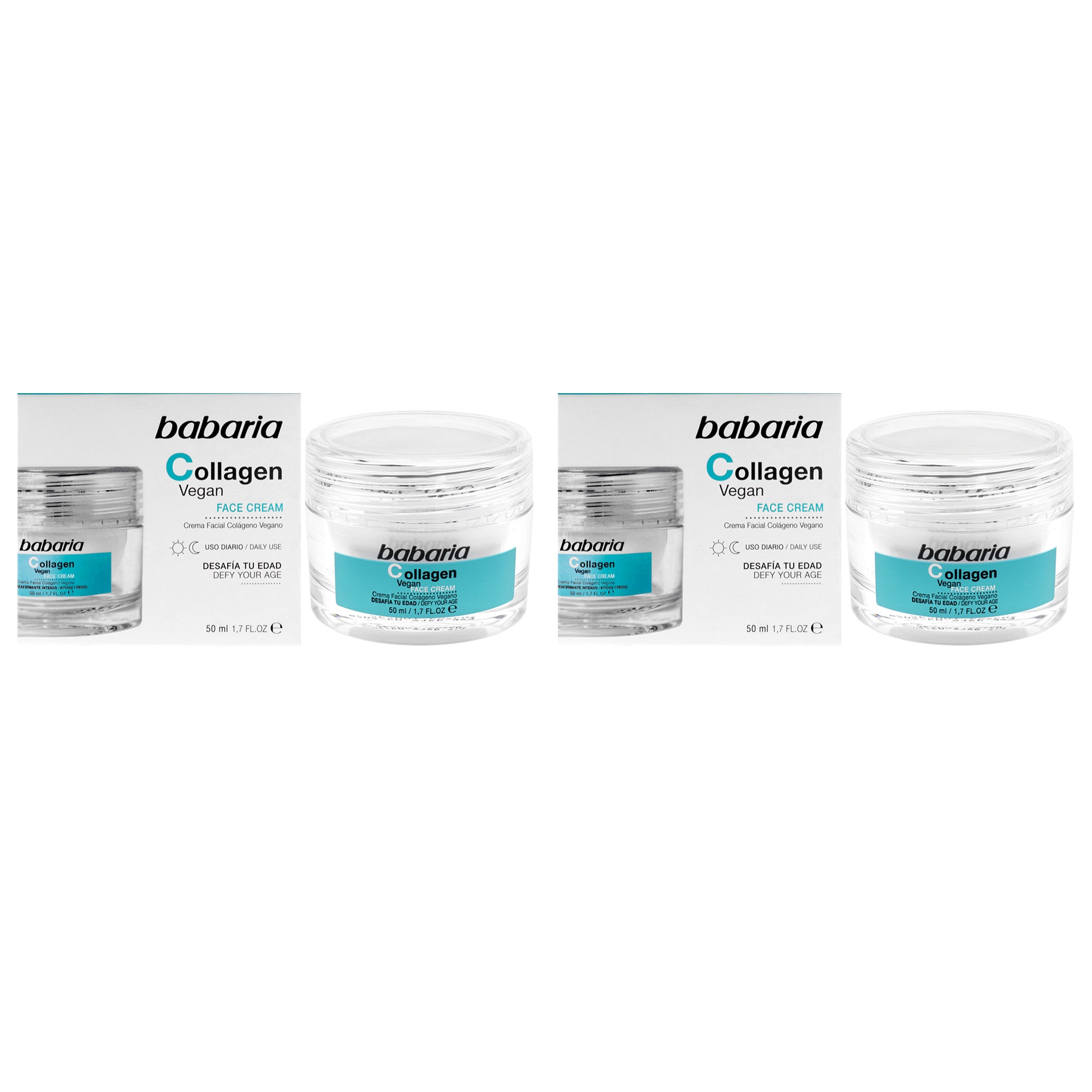 Collagen Vegan Face Cream by Babaria for Unisex - 1.7 oz Cream - Pack of 2