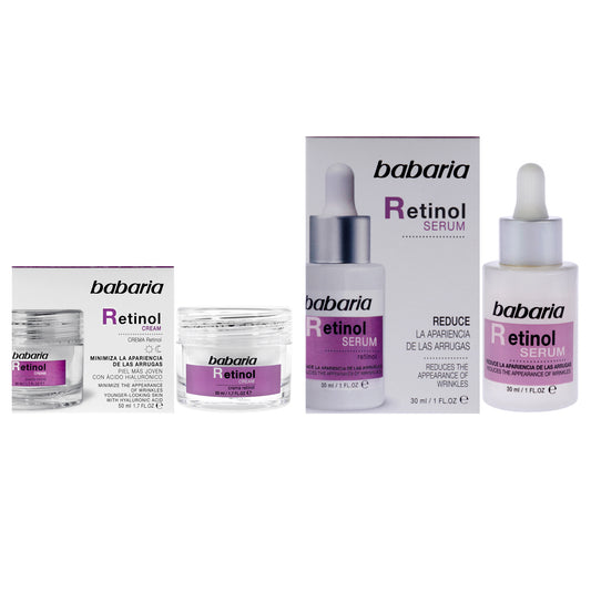 Retinol Face Kit by Babaria for Women - 2 Pc Kit 1.7oz Face Rejuvenator Cream, 1oz Face Serum