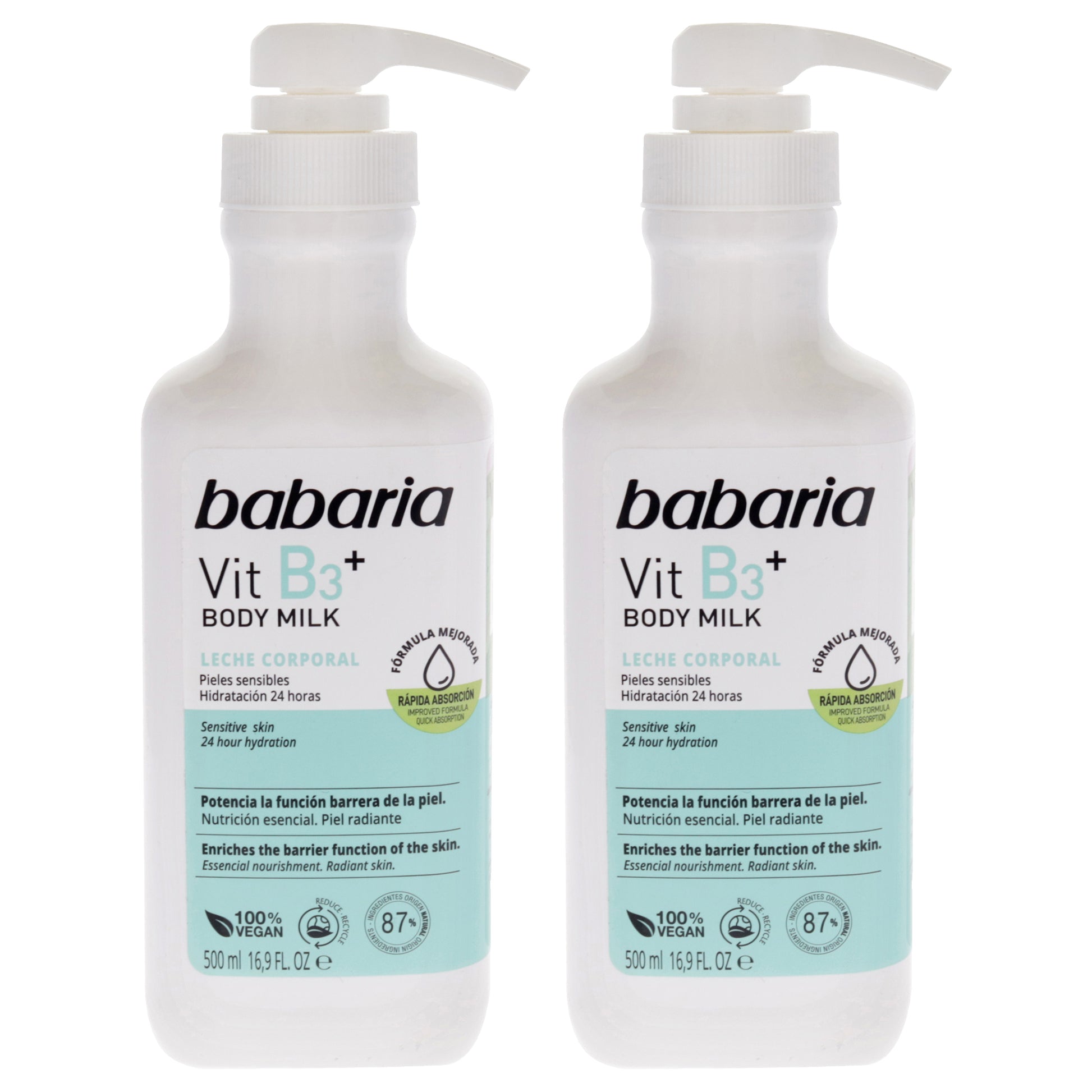 Vitamin B3 Plus Body Milk by Babaria for Unisex - 16.9 oz Body Milk - Pack of 2