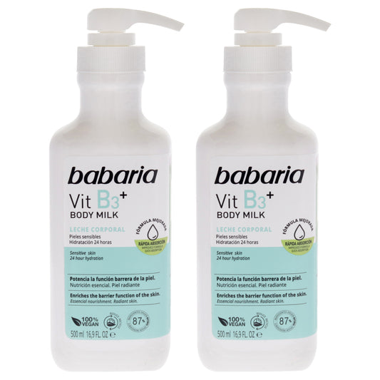 Vitamin B3 Plus Body Milk by Babaria for Unisex - 16.9 oz Body Milk - Pack of 2