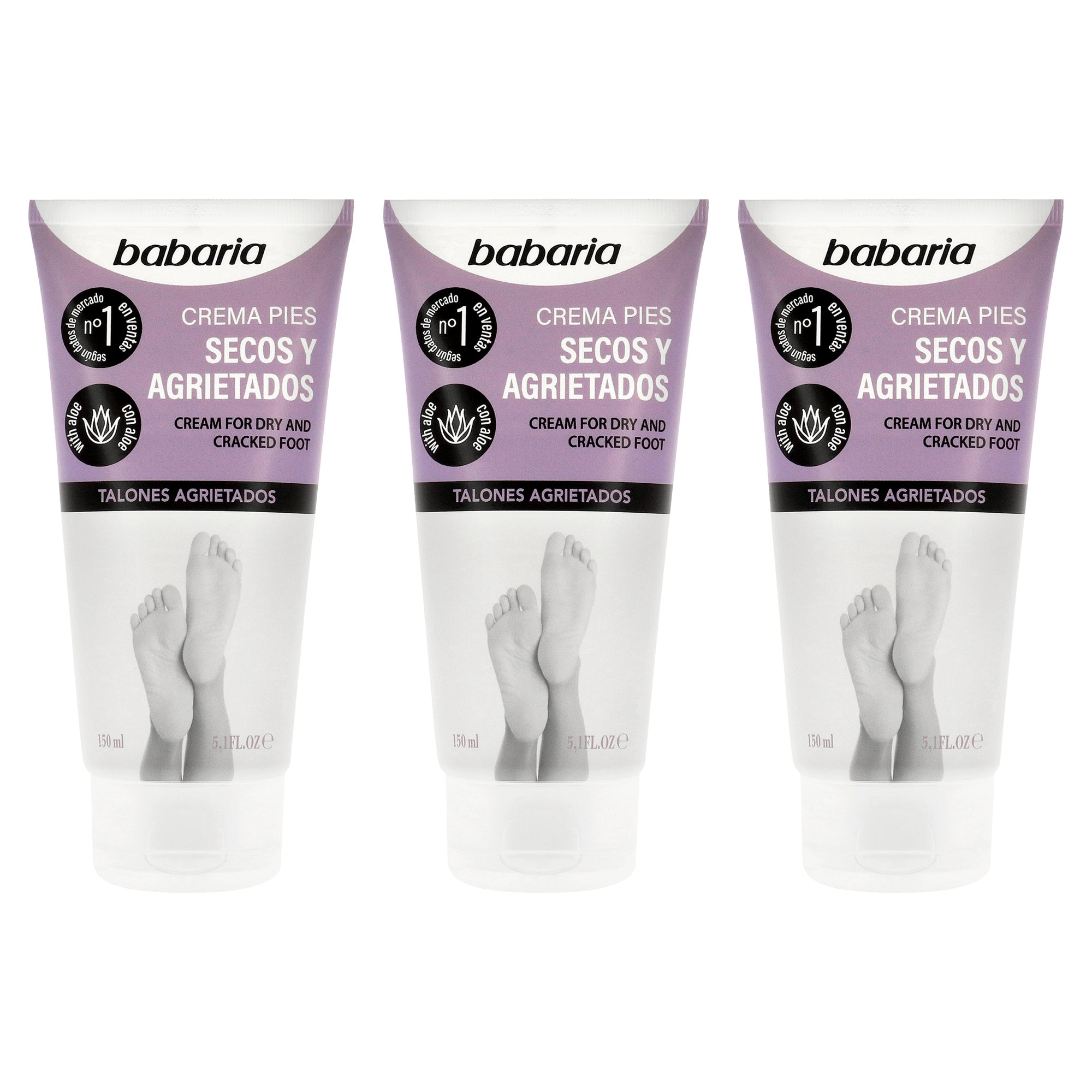 Dry Feet Cream by Babaria for Unisex - 5.1 oz Cream - Pack of 3