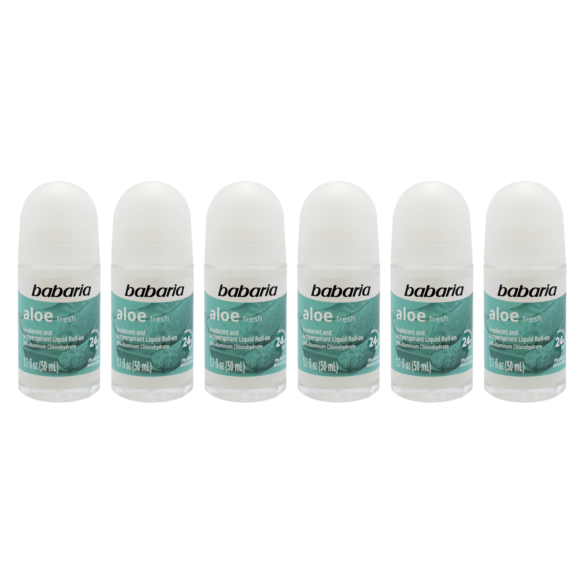 Aloe Fresh 24H Protection Deodorant and Antiperpirant by Babaria for Women - 1.7 oz Deodorant Roll-On - Pack of 6