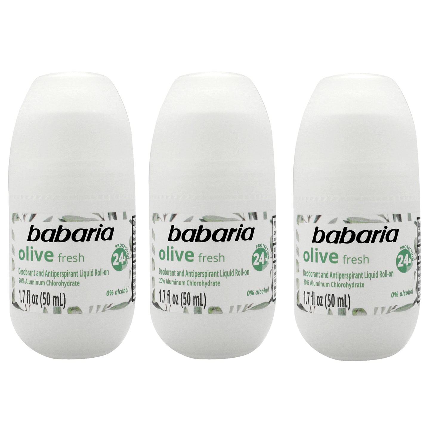 Roll-On Deodorant - Olive Oil by Babaria for Women - 1.7 oz Deodorant - Pack of 3