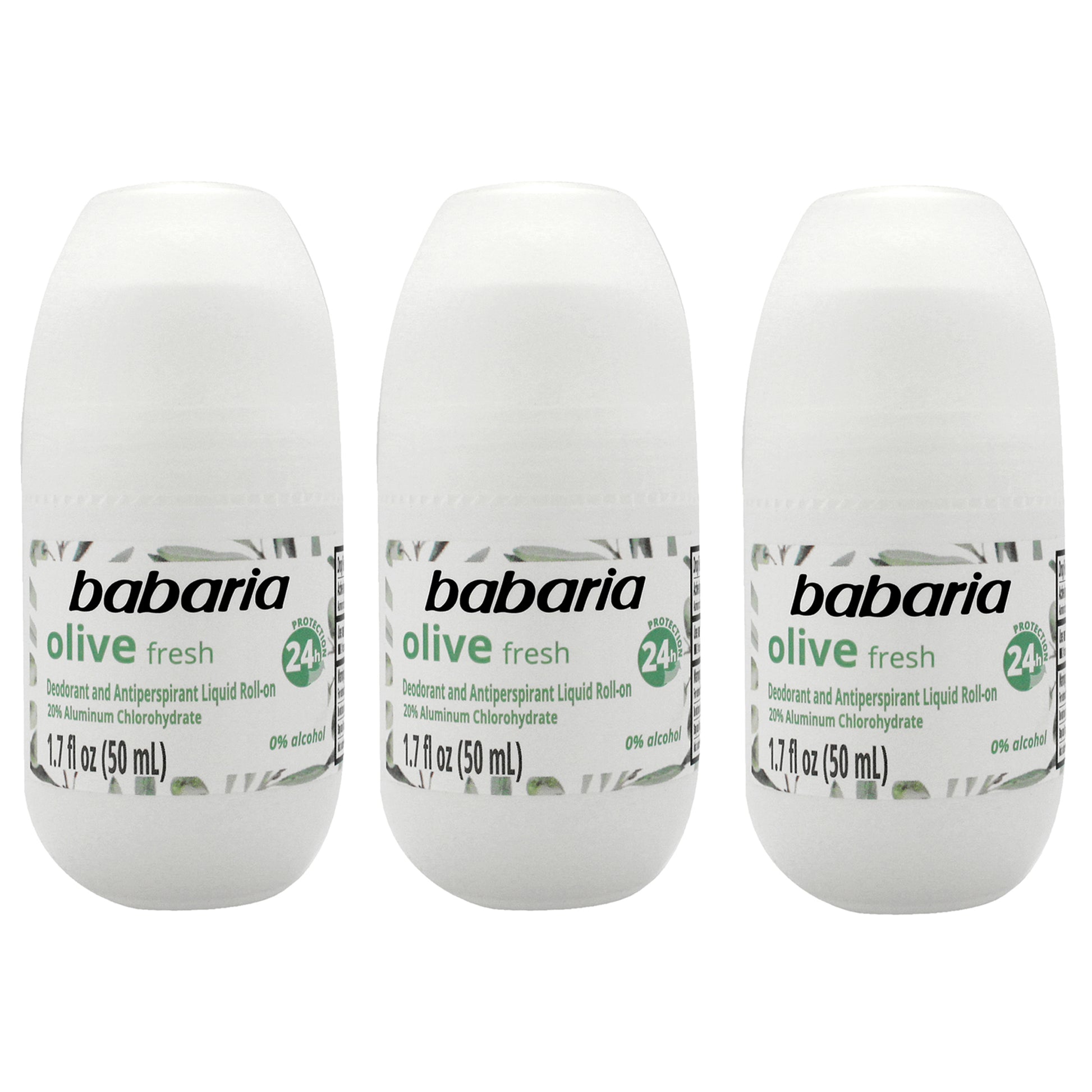 Roll-On Deodorant - Olive Oil by Babaria for Women - 1.7 oz Deodorant - Pack of 3