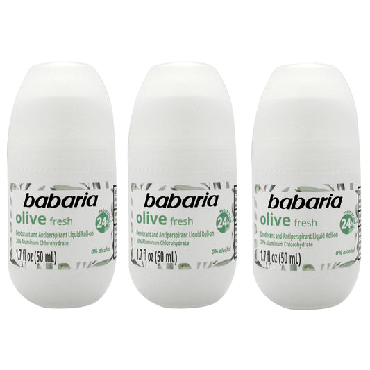 Roll-On Deodorant - Olive Oil by Babaria for Women - 1.7 oz Deodorant - Pack of 3