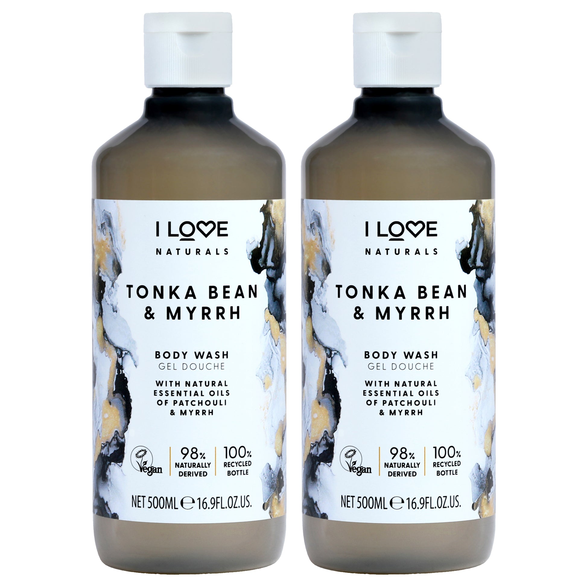 Tonka Bean and Myrrh Body Wash by I Love Cosmetics for Women - 16.9 oz Body Wash - Pack of 2