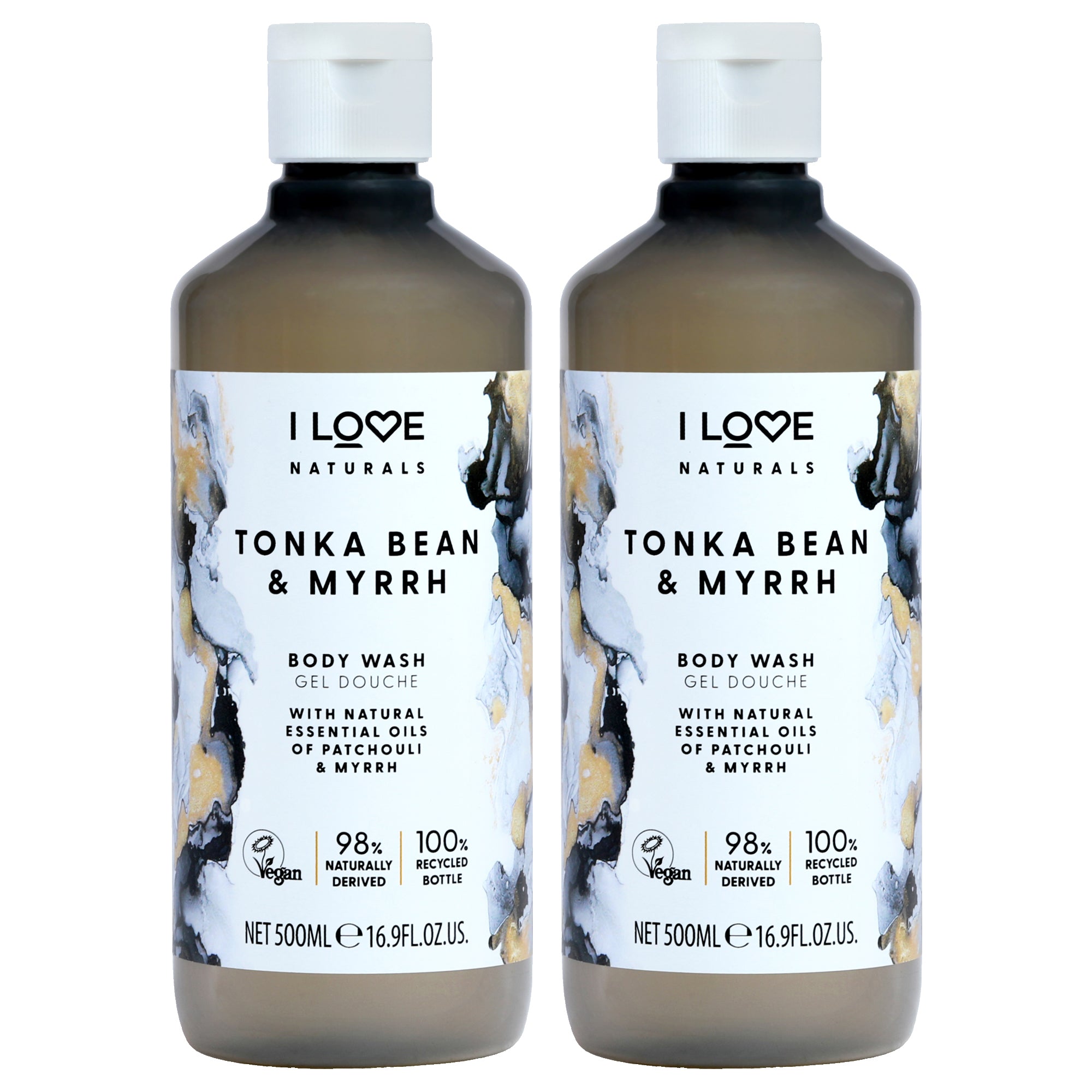 Tonka Bean and Myrrh Body Wash by I Love Cosmetics for Women - 16.9 oz Body Wash - Pack of 2
