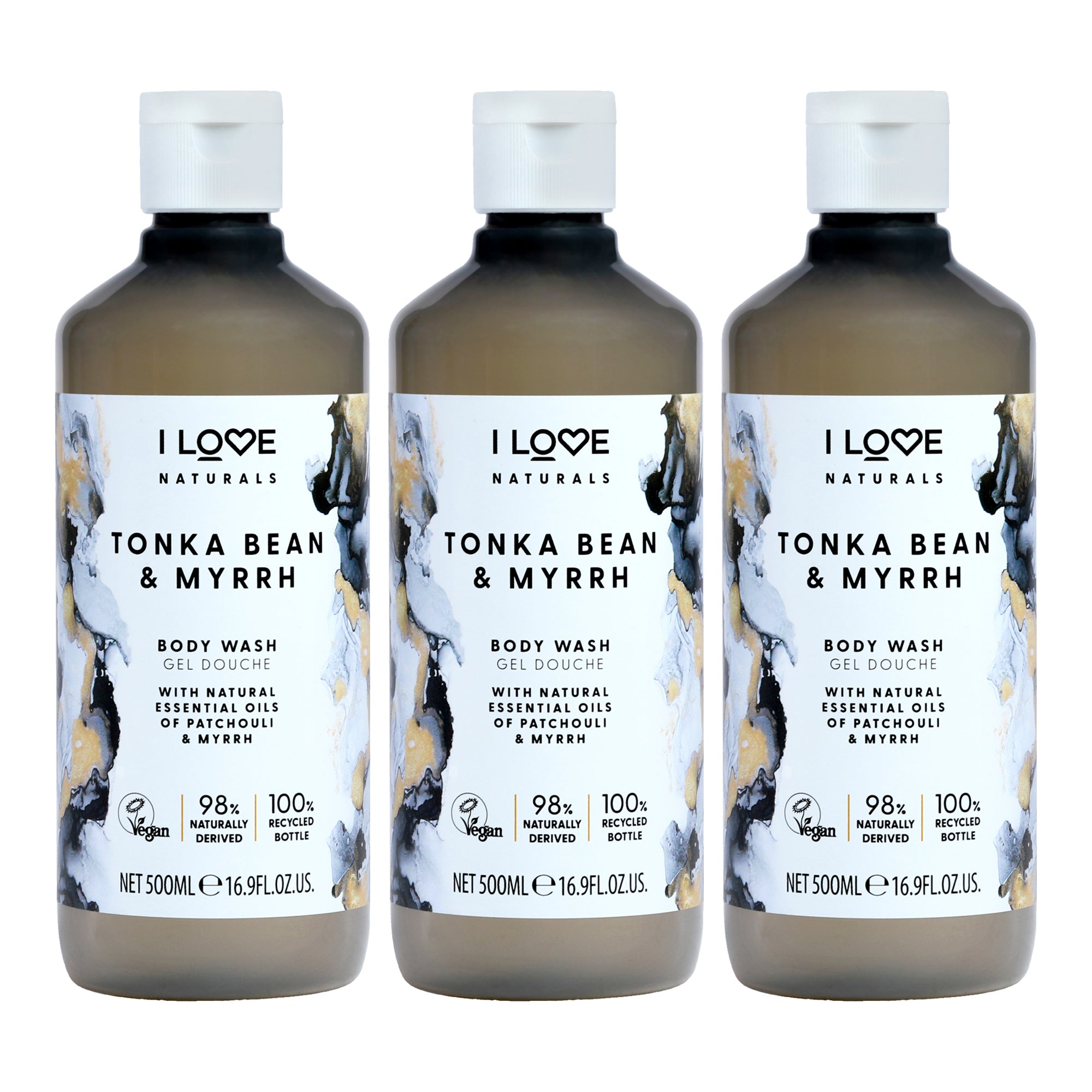Tonka Bean and Myrrh Body Wash by I Love Cosmetics for Women - 16.9 oz Body Wash - Pack of 3