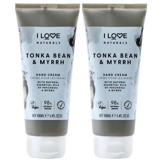 Tonka Bean and Myrrh Hand Cream by I Love Cosmetics for Women - 3.4 oz Cream - Pack of 2