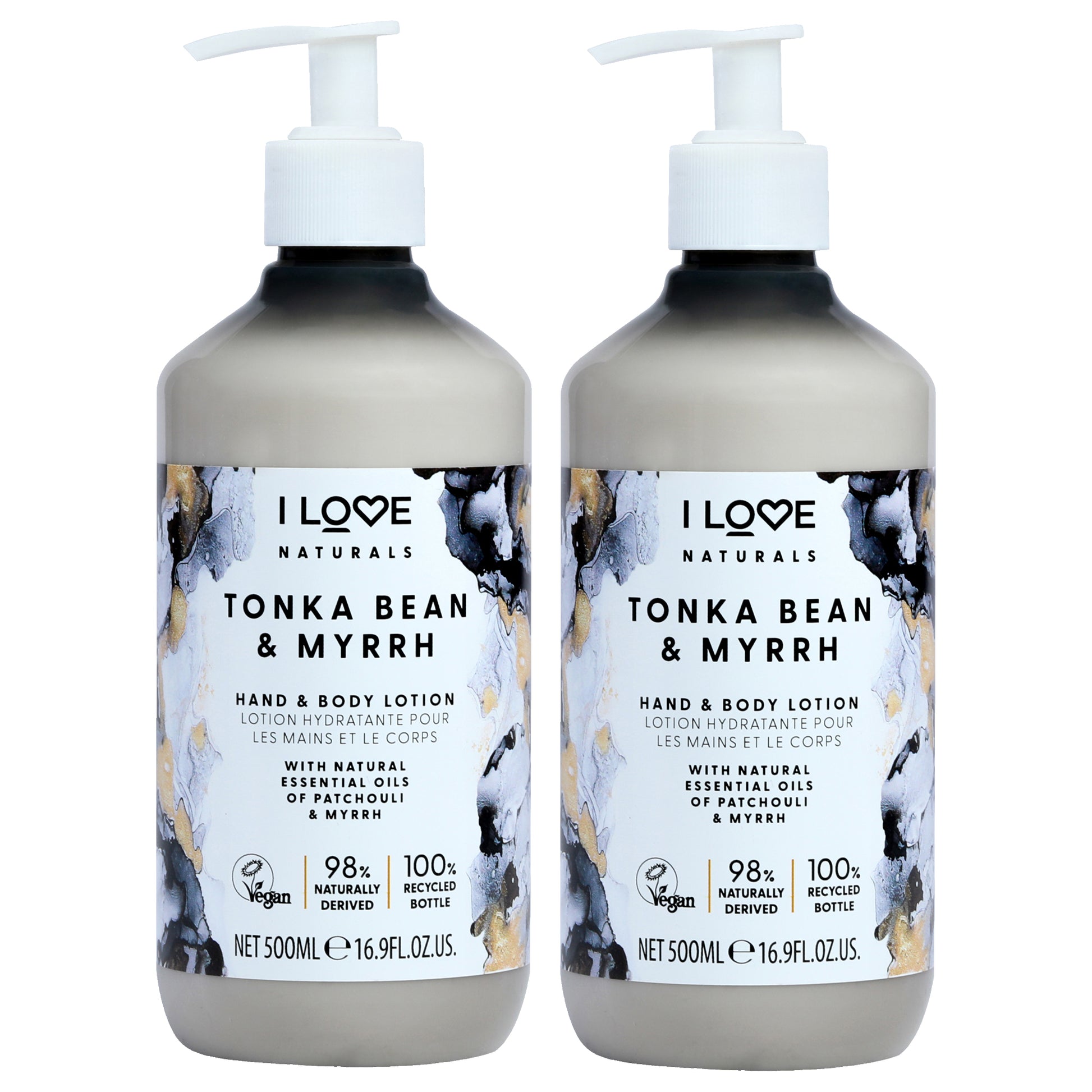 Tonka Bean and Myrrh Hand and Body Lotion by I Love Cosmetics for Women - 16.9 oz Body Lotion - Pack of 2