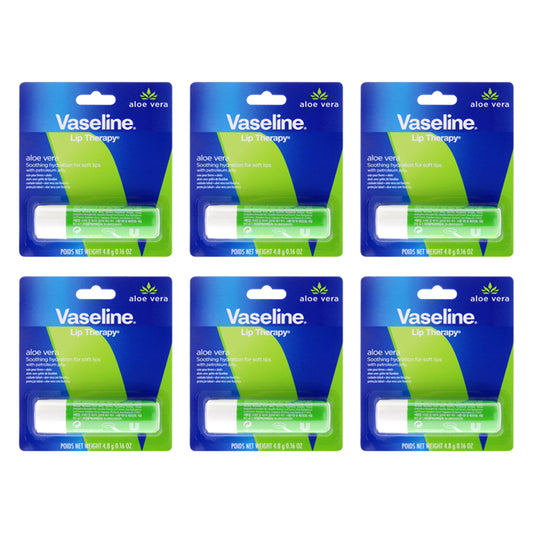 Lip Therapy Petroleum Jelly - Aloe Vera - Pack of 6 0.16 oz Lip Balm