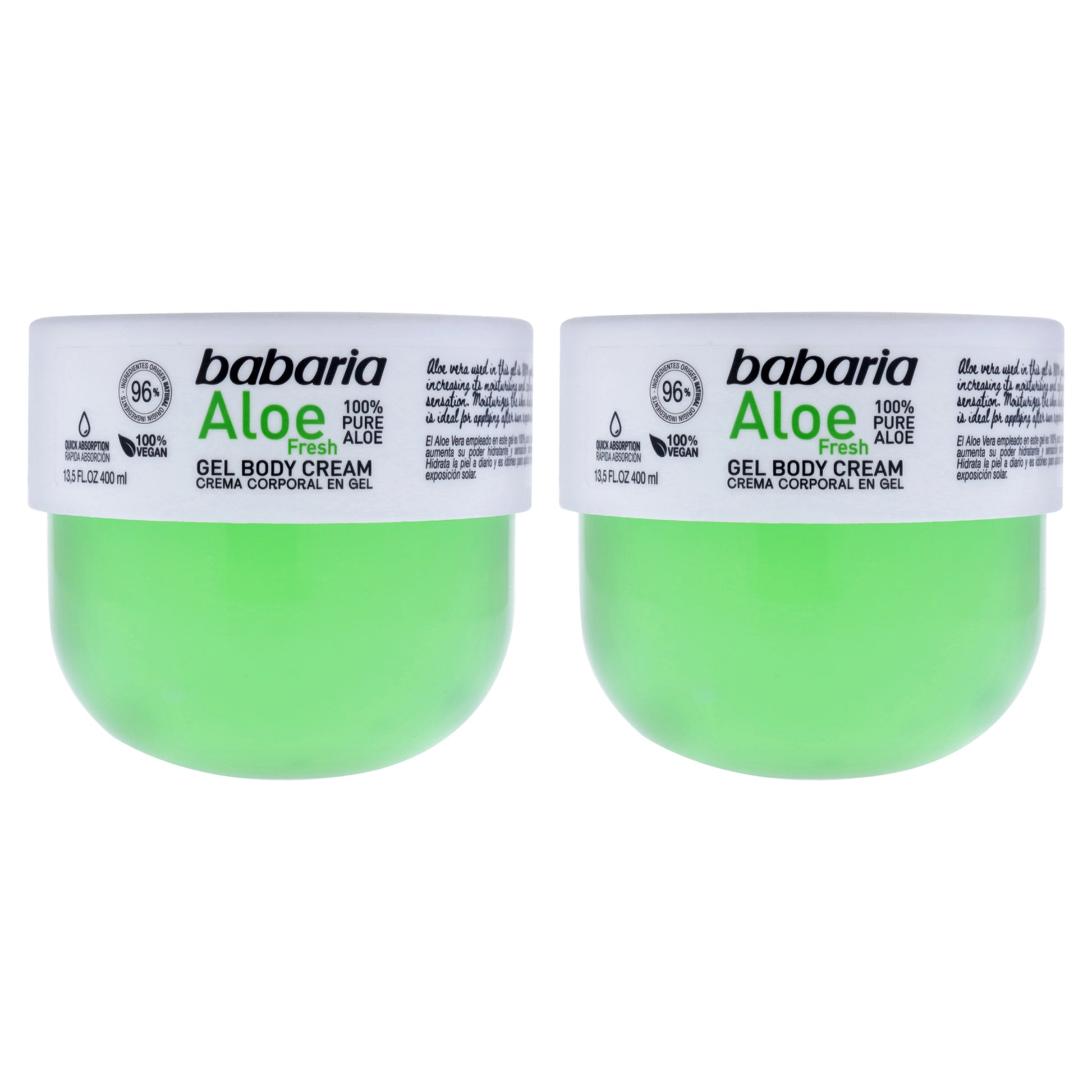 Aloe Fresh Gel Body Cream by Babaria for Unisex - 13.5 oz Body Cream - Pack of 2