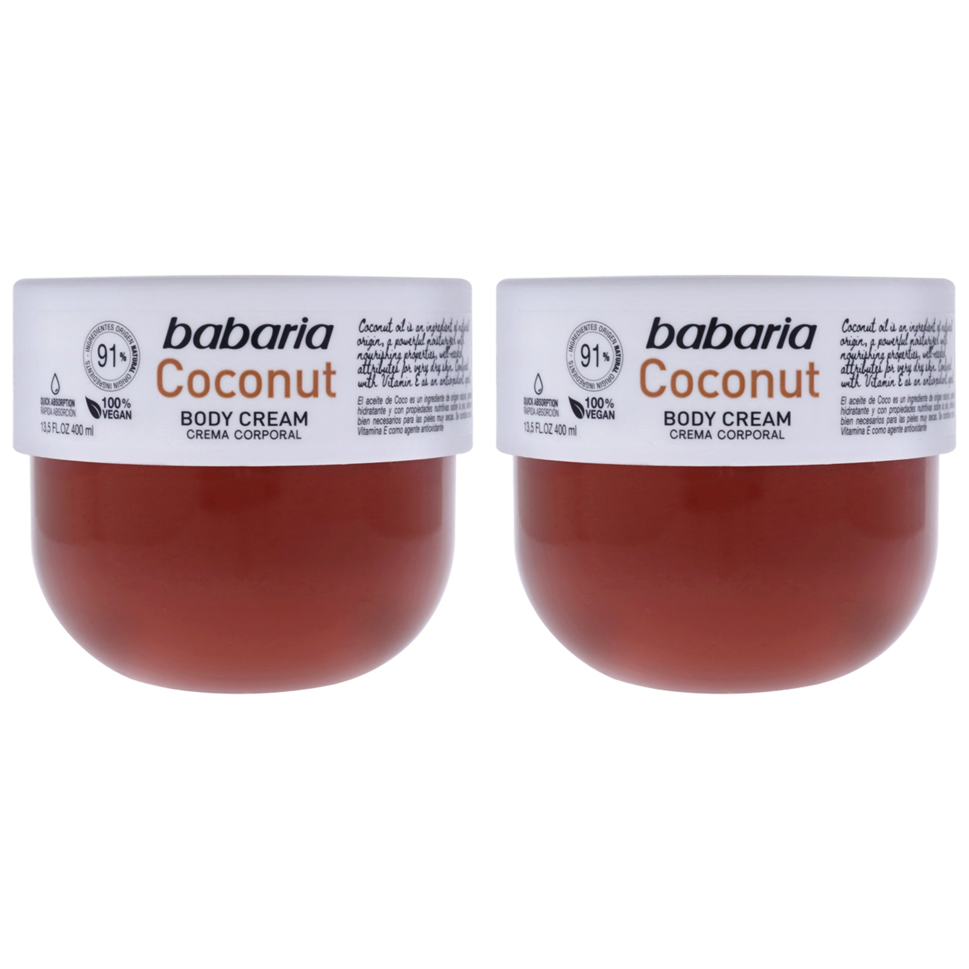 Coconut Body Cream by Babaria for Unisex - 13.5 oz Body Cream - Pack of 2