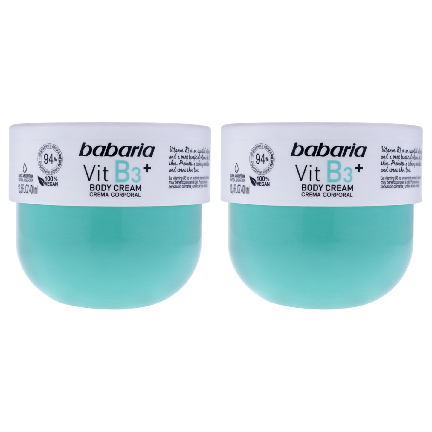Vitamin B3 Plus Body Cream by Babaria for Unisex - 13.5 oz Body Cream - Pack of 2