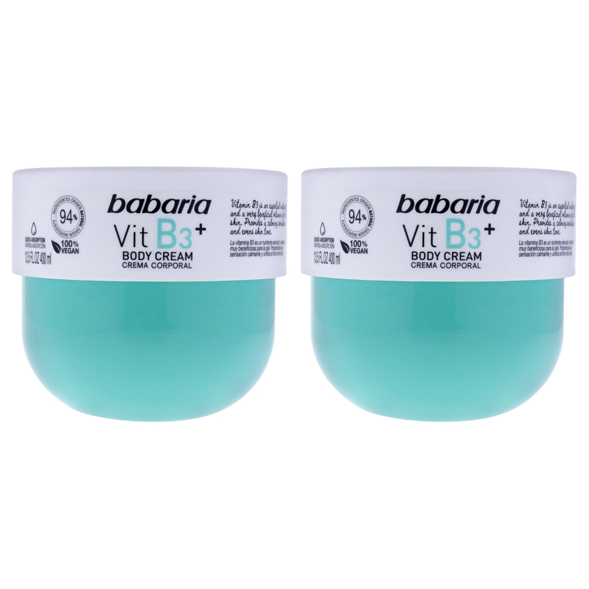 Vitamin B3 Plus Body Cream by Babaria for Unisex - 13.5 oz Body Cream - Pack of 2