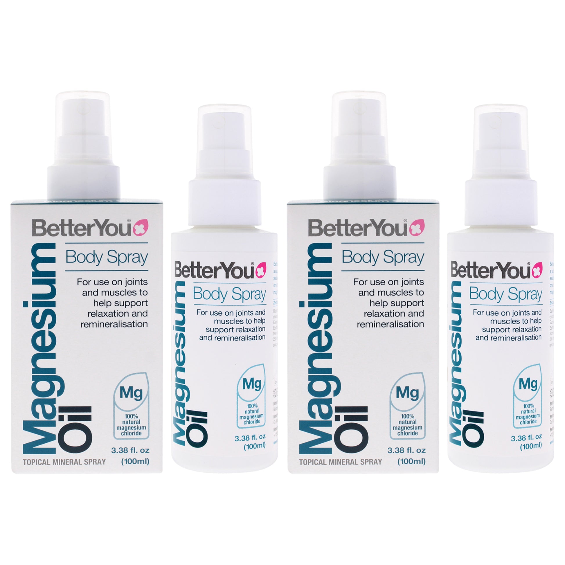 Magnesium Oil Body Spray by BetterYou for Unisex - 3.38 oz Body Spray - Pack of 2