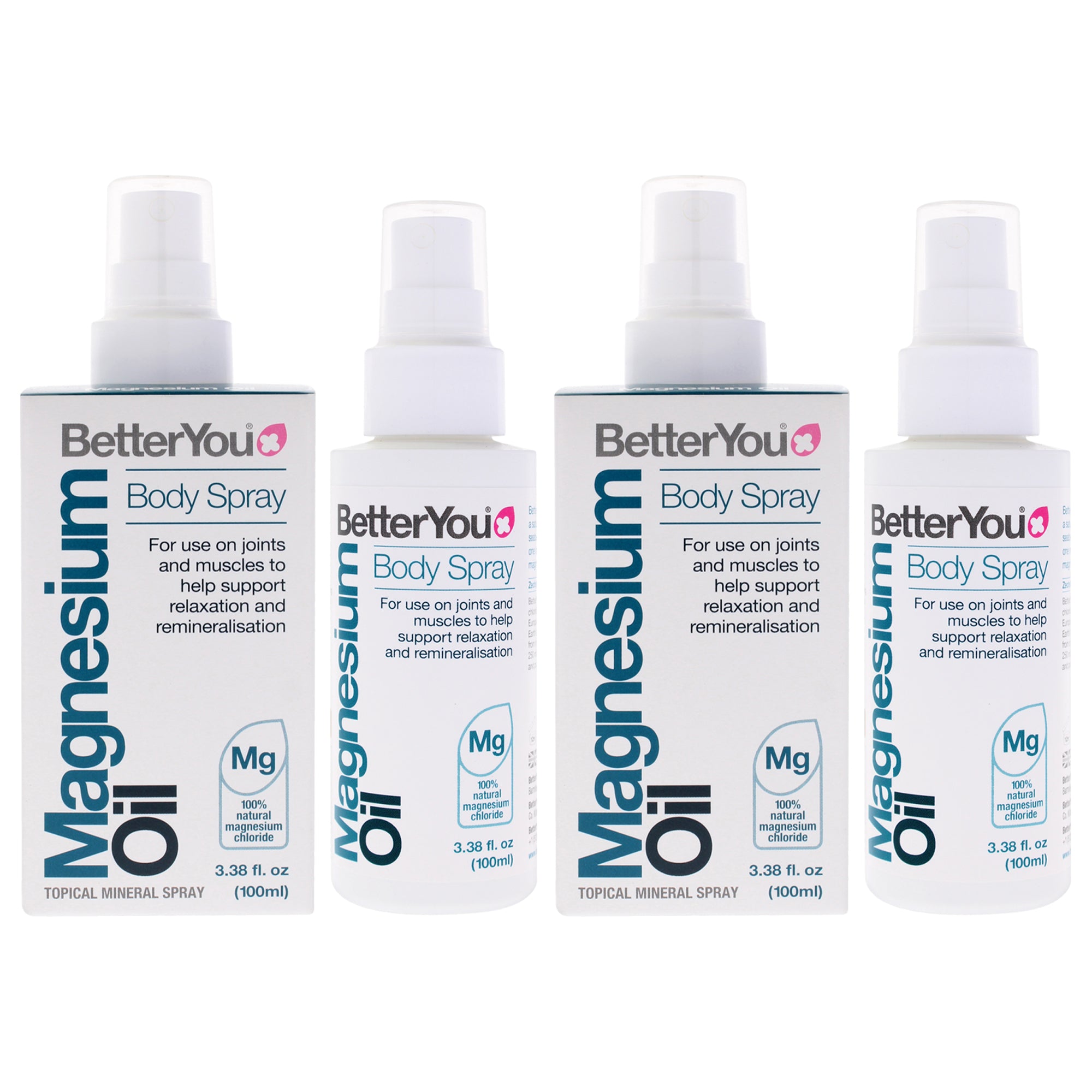 Magnesium Oil Body Spray by BetterYou for Unisex - 3.38 oz Body Spray - Pack of 2
