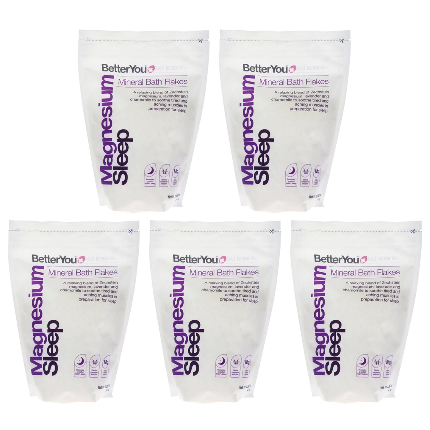 Magnesium Sleep by BetterYou for Unisex - 35.2 oz Bath Salt - Pack of 5