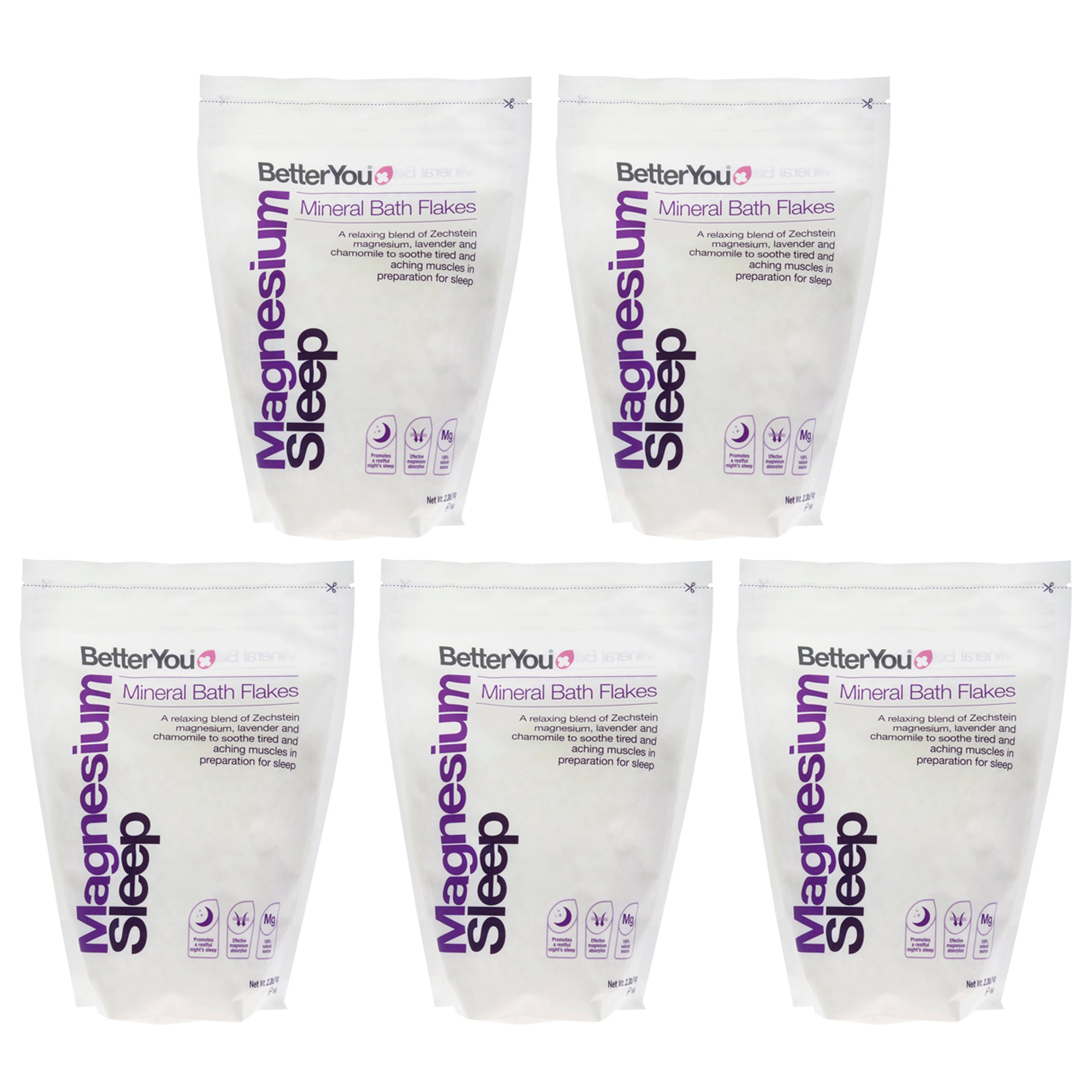 Magnesium Sleep by BetterYou for Unisex - 35.2 oz Bath Salt - Pack of 5