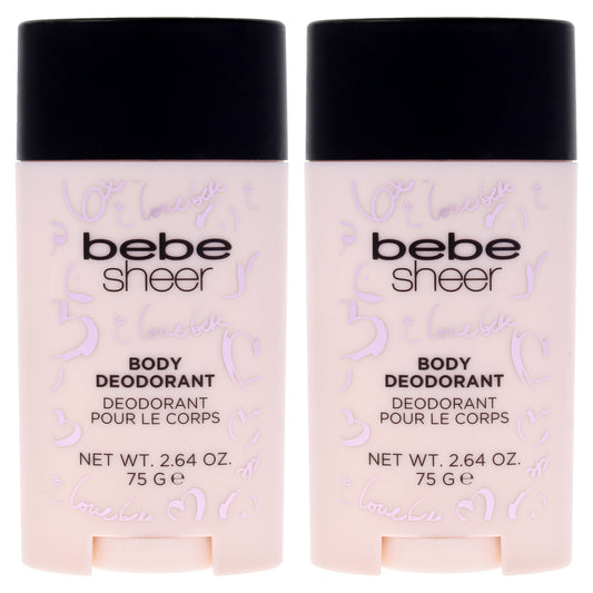 Bebe Sheer by Bebe for Women - 2.8 oz Deodorant Stick - Pack of 2