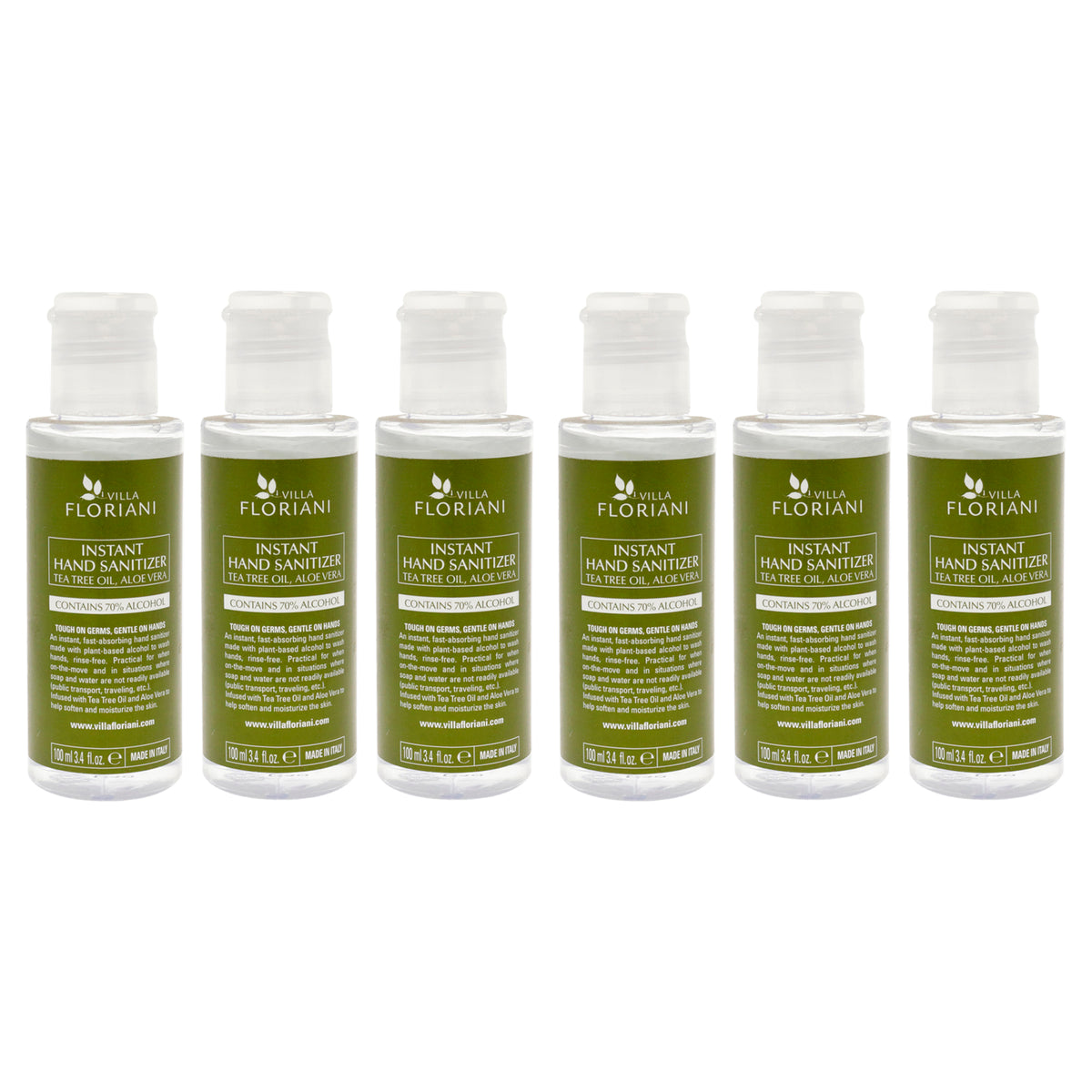 Villa Floriani Hand Sanitizer by Villa Floriani for Unisex - 3.4 oz Hand Sanitizer - Pack of 6