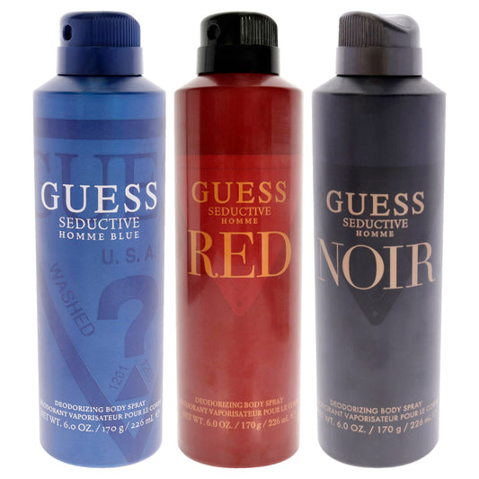 Guess Seductive Homme Kit 3 Pc Kit 6oz Body Spray - Blue