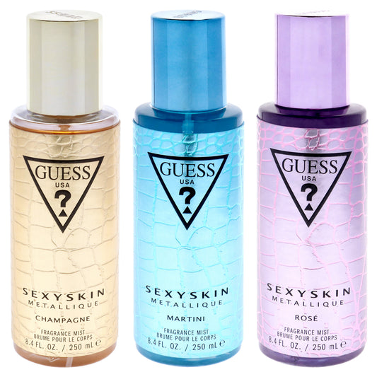 Guess Sexy Skin Metallique Kit 3 Pc Kit 8.4oz Fragrance Mist - Champagne
