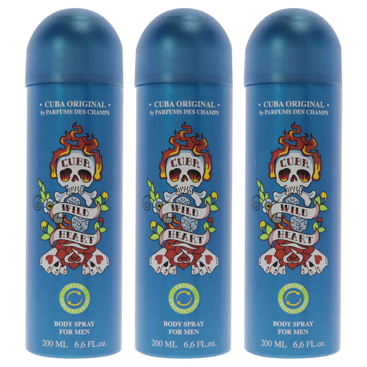 Cuba Wild Heart - Pack of 3 6.6 oz Body Spray