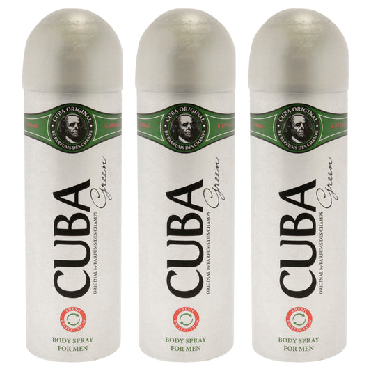 Cuba Green - Pack of 3 6.6 oz Body Spray