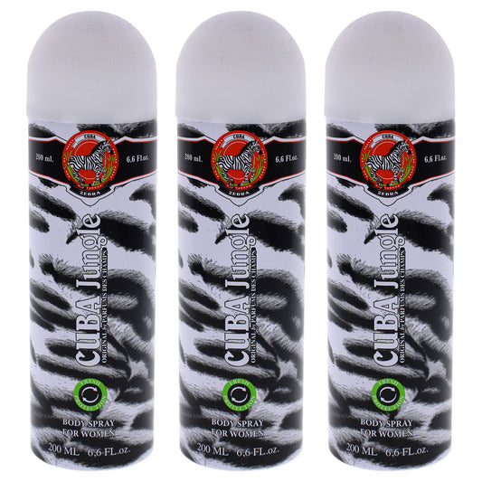 Cuba Jungle Zebra - Pack of 3 6.6 oz Body Spray