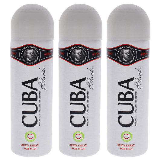 Cuba Black - Pack of 3 6.6 oz Body Spray