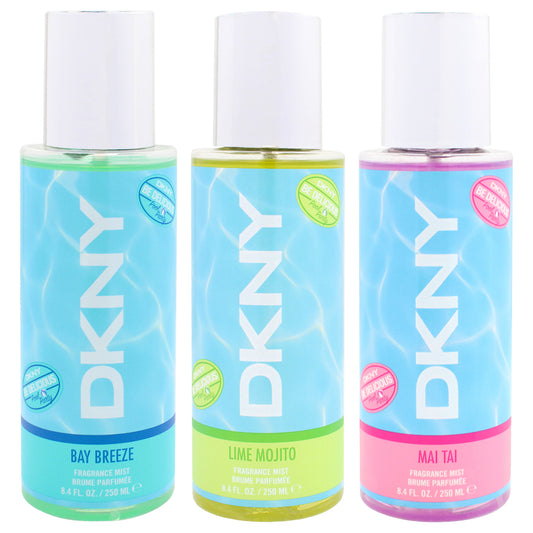 DKNY Be Delicious Pool Party Kit by Donna Karan for Women - 3 Pc Kit 8.4oz DKNY Be Delicious Pool Party - Bay Breeze Fragrance Mist, 8.4oz DKNY Be Delicious Pool Party - Lime Mojito Fragrance Mist, 8.4oz DKNY Be Delicious Pool Party - Mai Tai Fragran