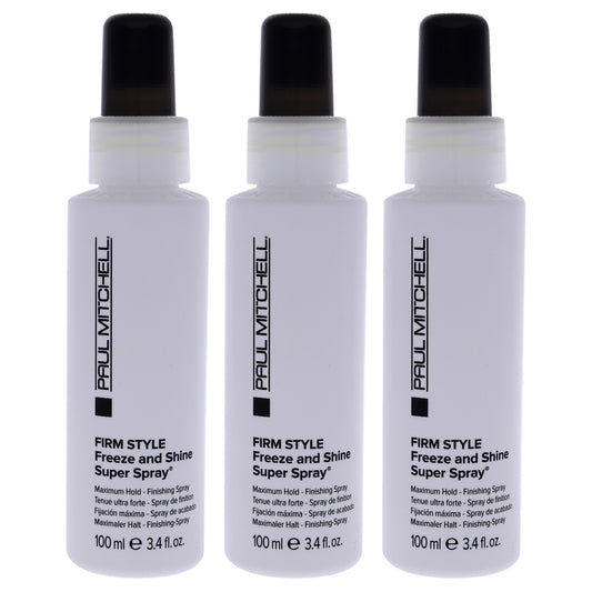 Firm Style Freeze and Shine Super Spray by Paul Mitchell for Unisex - 3.4 oz Hair Spray - Pack of 3