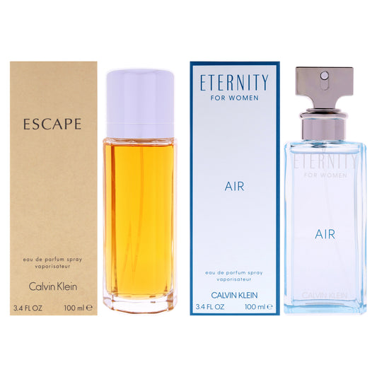 Calvin Klein Kit by Calvin Klein for Women - 2 Pc Kit 3.4oz Eternity Air EDP Spray, 3.4oz Escape EDP Spray