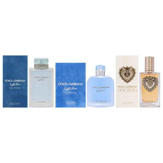 Dolce and Gabbana Kit 3 Pc Kit 3.3oz Light Blue Eau Intense EDP Spray