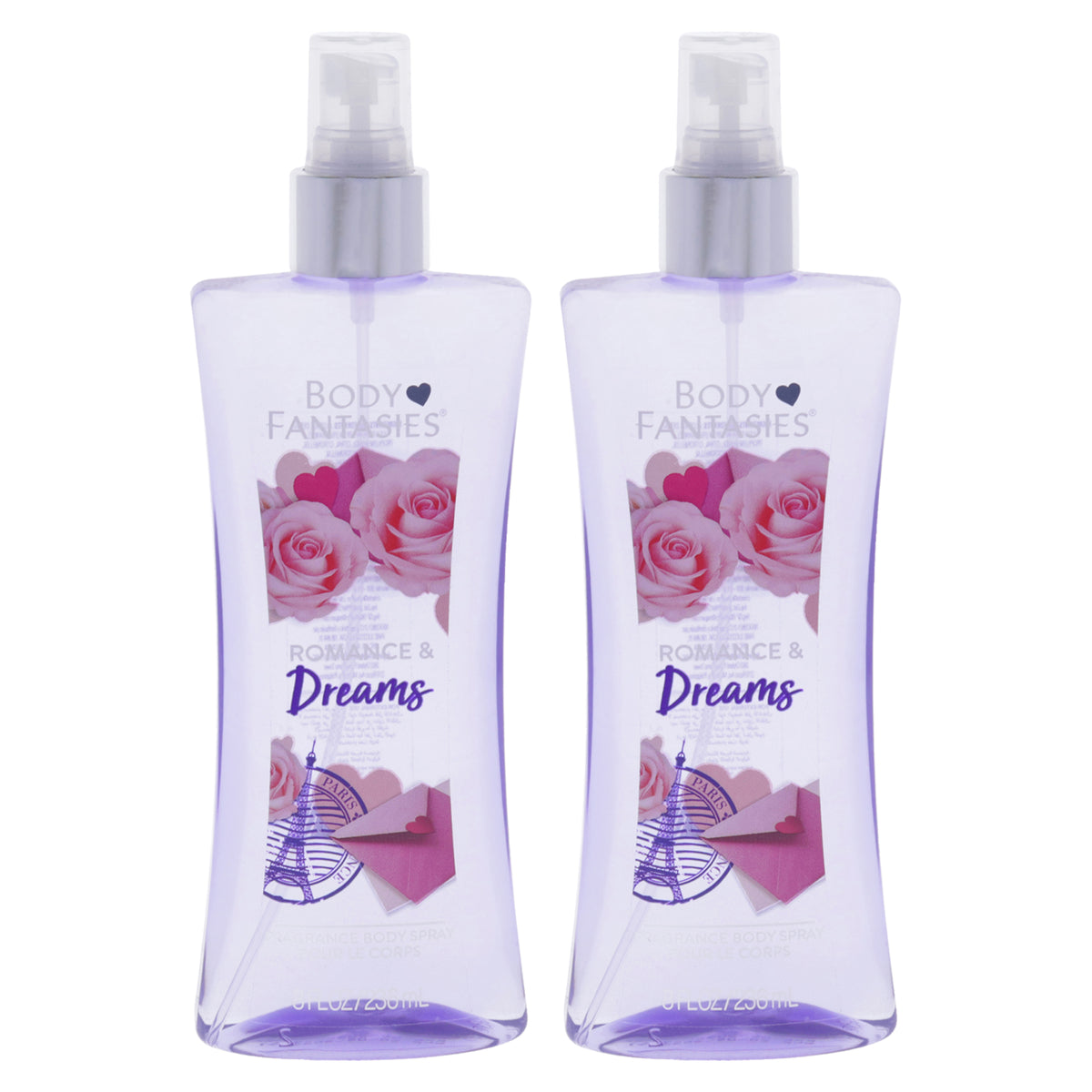 Romance and Dreams by Body Fantasies for Women - 8 oz Body Spray - Pack of 2