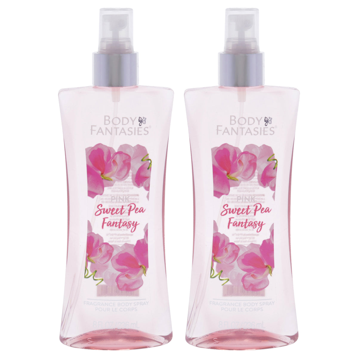 Pink Sweet Pea Fantasy by Body Fantasies for Women - 8 oz Body Spray - Pack of 2
