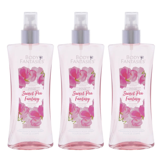 Pink Sweet Pea Fantasy by Body Fantasies for Women - 8 oz Body Spray - Pack of 3