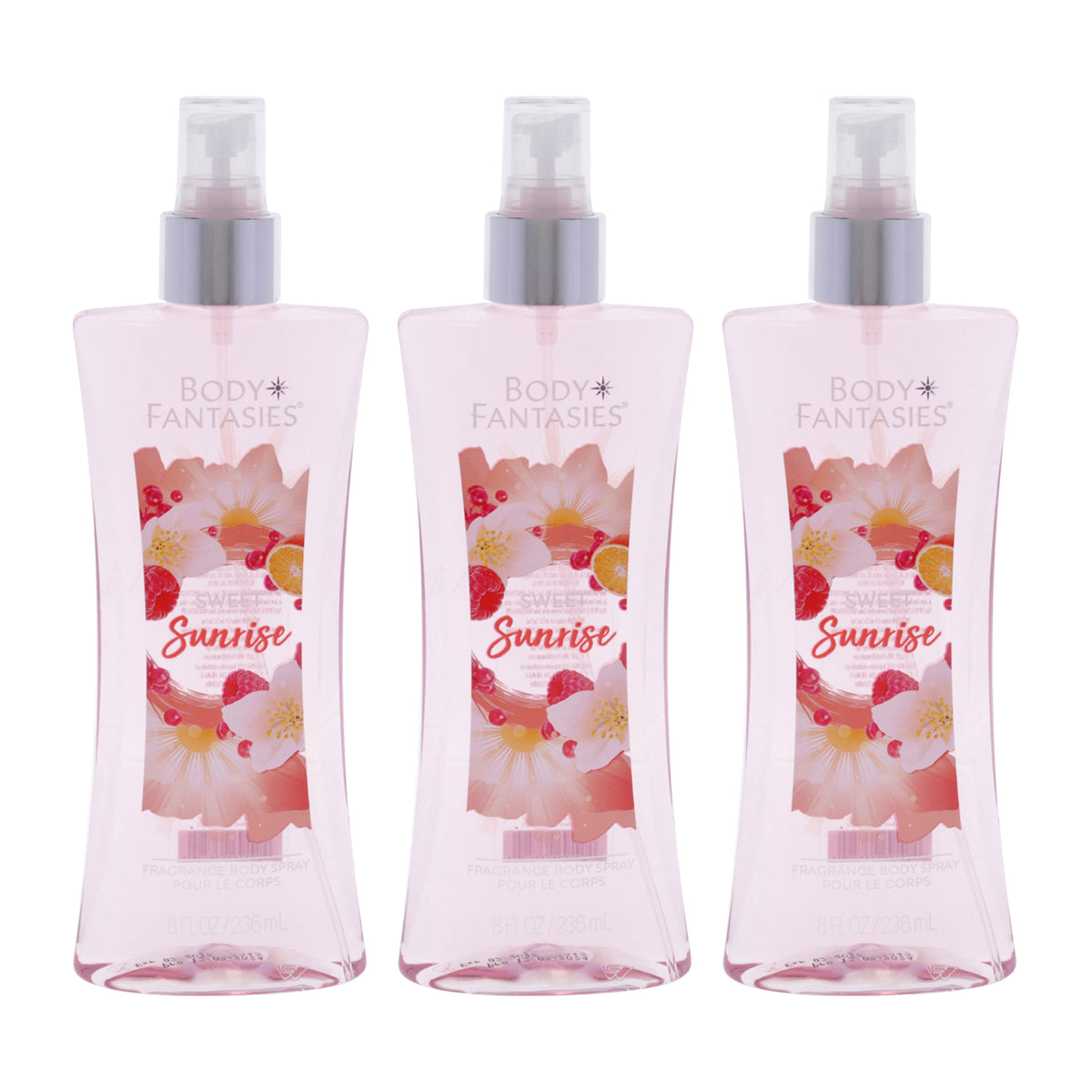 Sweet Sunrise by Body Fantasies for Women - 8 oz Body Spray - Pack of 3