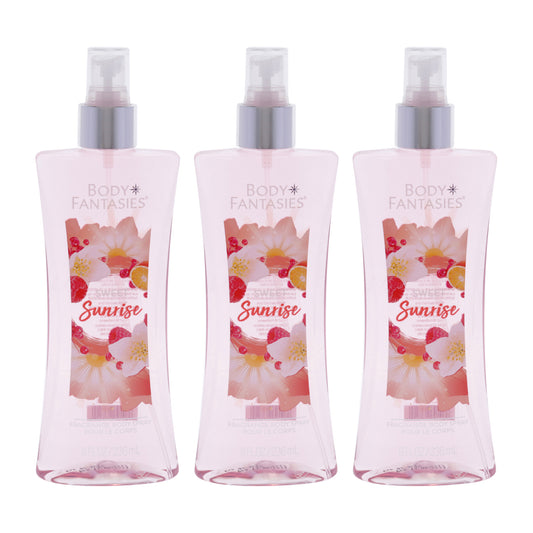 Sweet Sunrise by Body Fantasies for Women - 8 oz Body Spray - Pack of 3