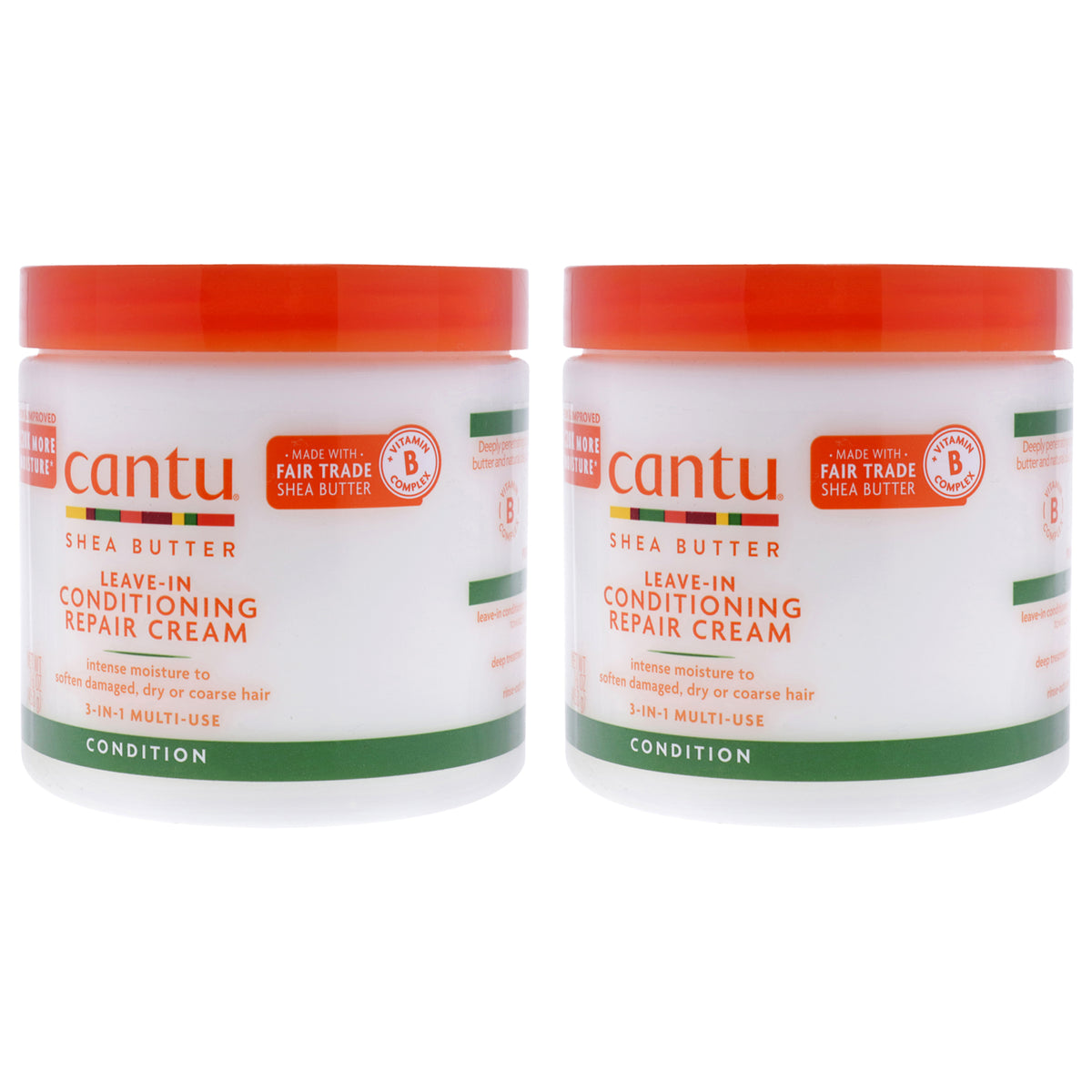 Shea Butter Leave In Conditioning Repair Cream by Cantu for Unisex - 16 oz Conditioner - Pack of 2