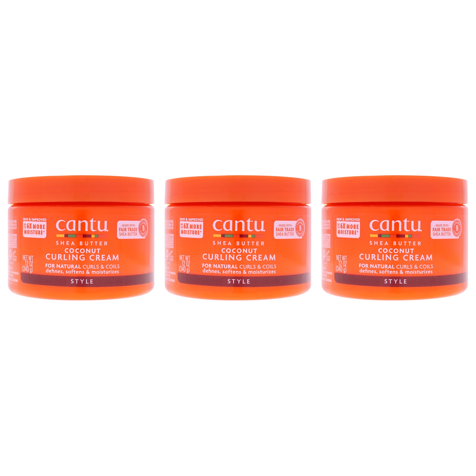 Shea Butter Coconut Curling Cream by Cantu for Unisex - 12 oz Cream - Pack of 3