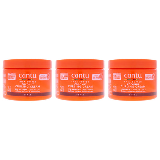 Shea Butter Coconut Curling Cream by Cantu for Unisex - 12 oz Cream - Pack of 3